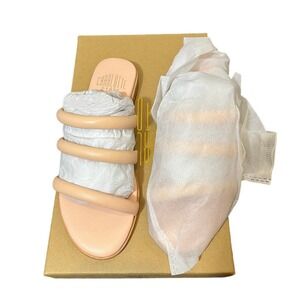 NEW Charlotte‎ Stone Bruna Sandals Womens 5 Peche Pink Puffy Strappy Slide Shoes